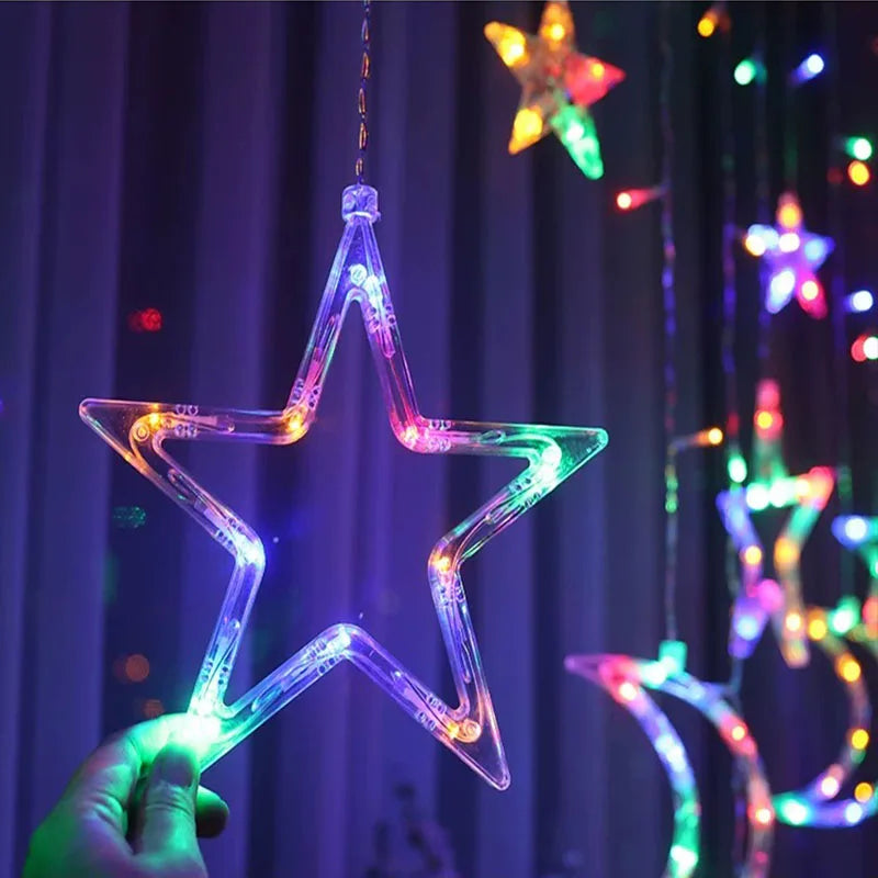 Star Moon Led Curtain Garland String Light