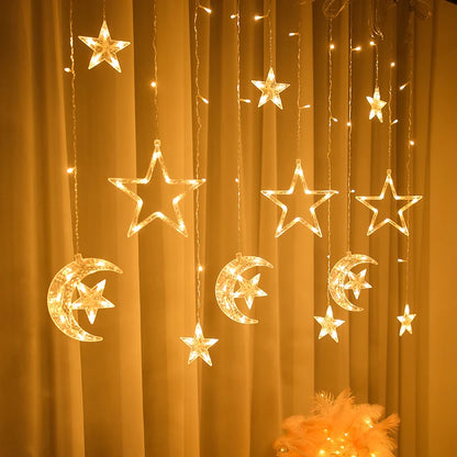 Star Moon Led Curtain Garland String Light