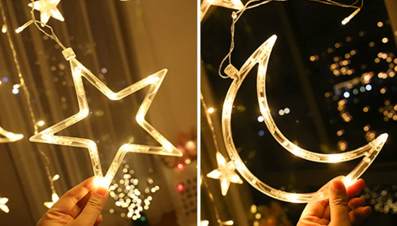 Star Moon Led Curtain Garland String Light