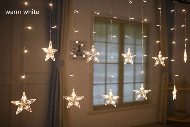 Star Moon Led Curtain Garland String Light