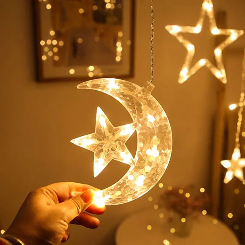 Star Moon Led Curtain Garland String Light