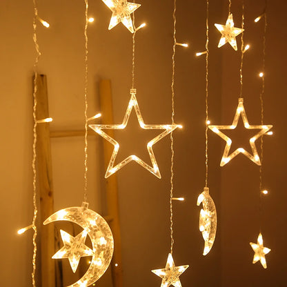 Star Moon Led Curtain Garland String Light