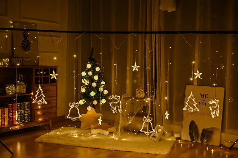 Star Moon Led Curtain Garland String Light