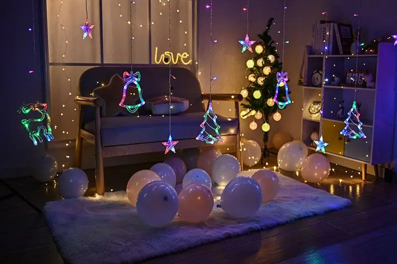 Star Moon Led Curtain Garland String Light