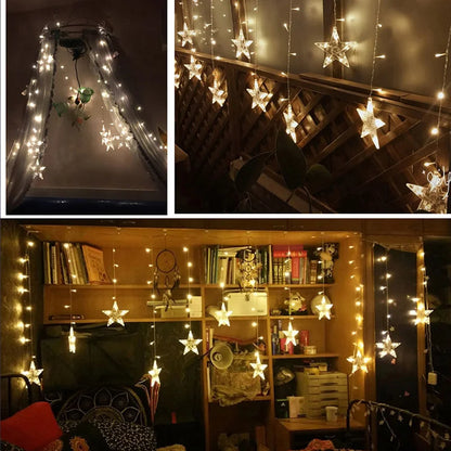 Star Moon Led Curtain Garland String Light