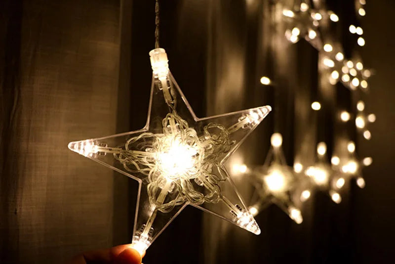 Star Moon Led Curtain Garland String Light