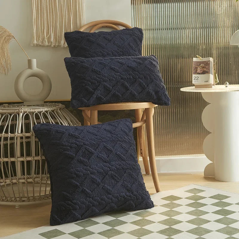 Geometric Jacquard Plush Throw Pillow Covers