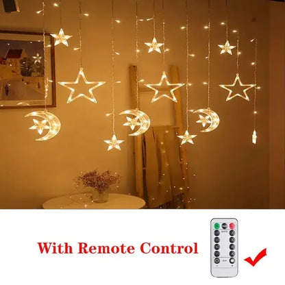 Star Moon Led Curtain Garland String Light