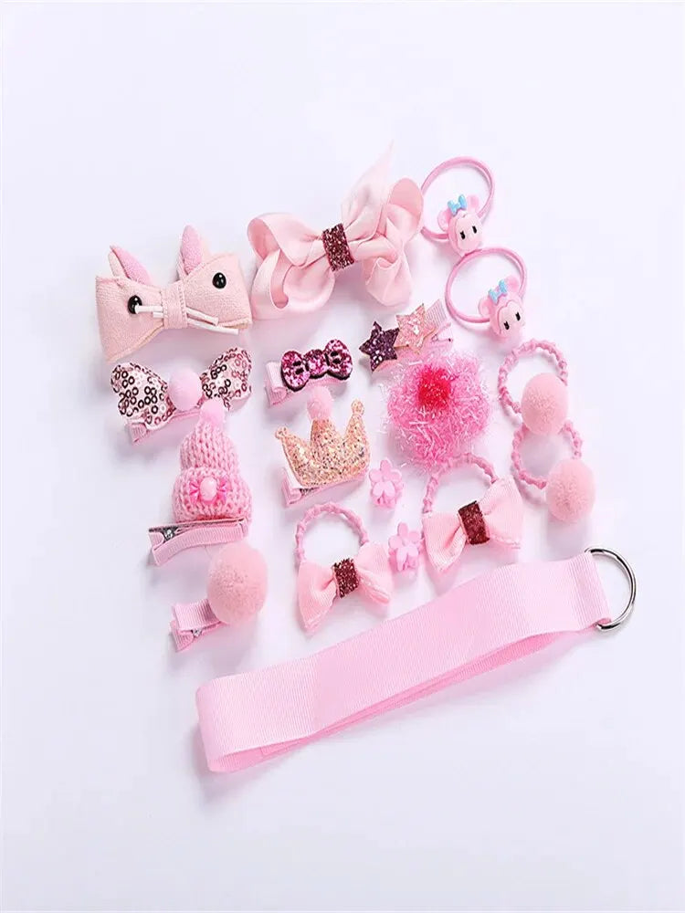 18pcs Children's Cartoon Clip Hair Rings Accessories