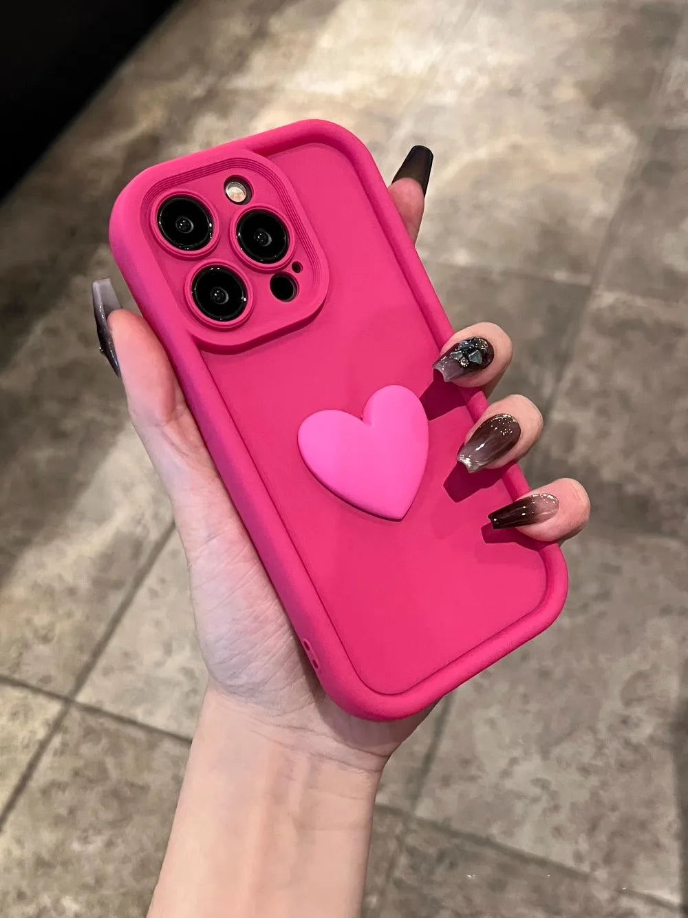 New Wine Red Heart Liquid Silicon Phone case