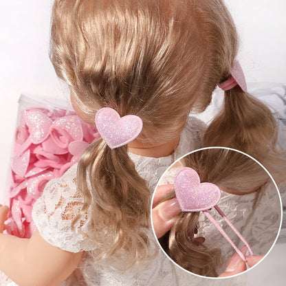 Girls Pink Heart Star Hair Loop