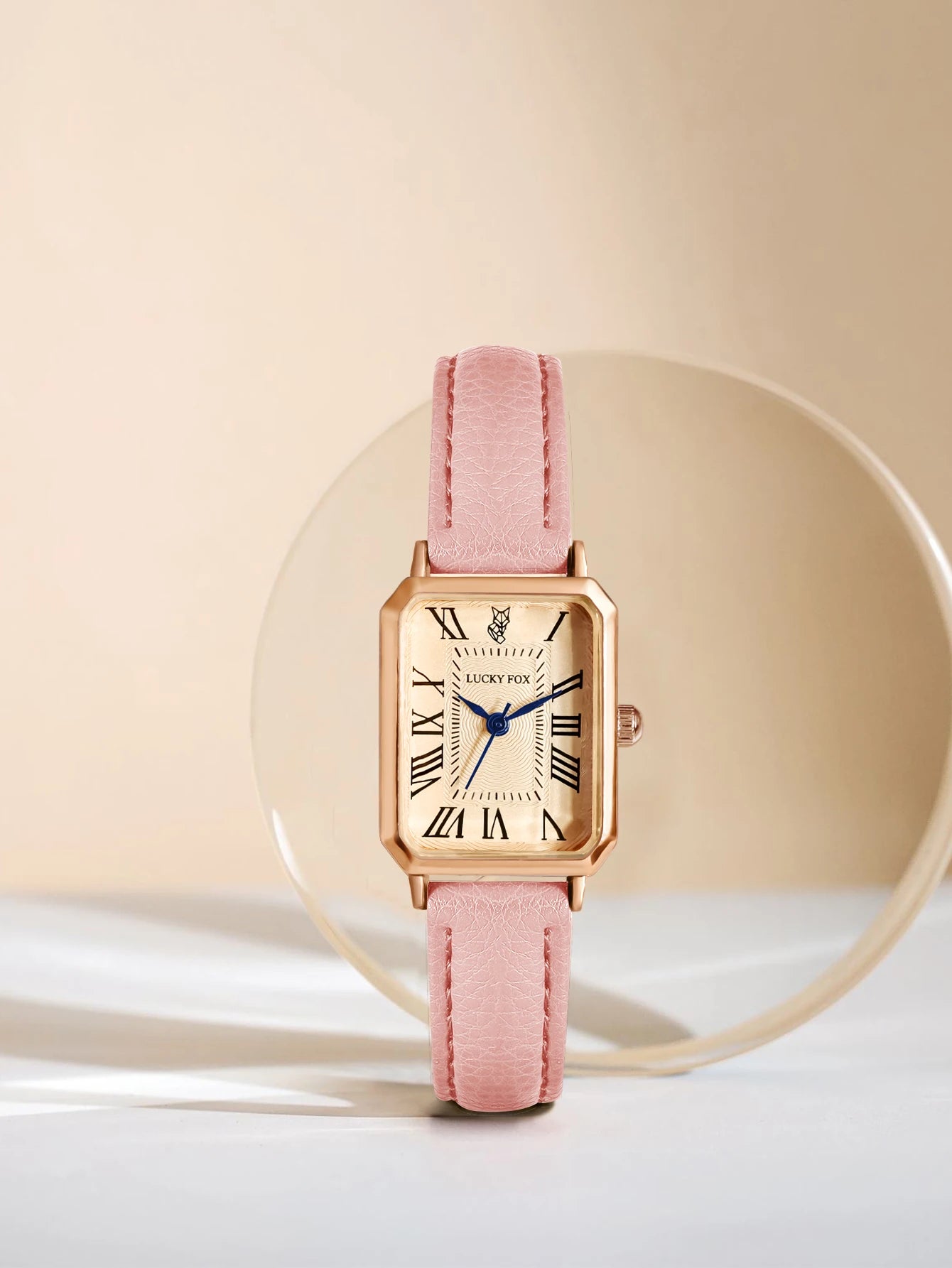 Roman Numeral Square Alloy Watch with Leather Strap