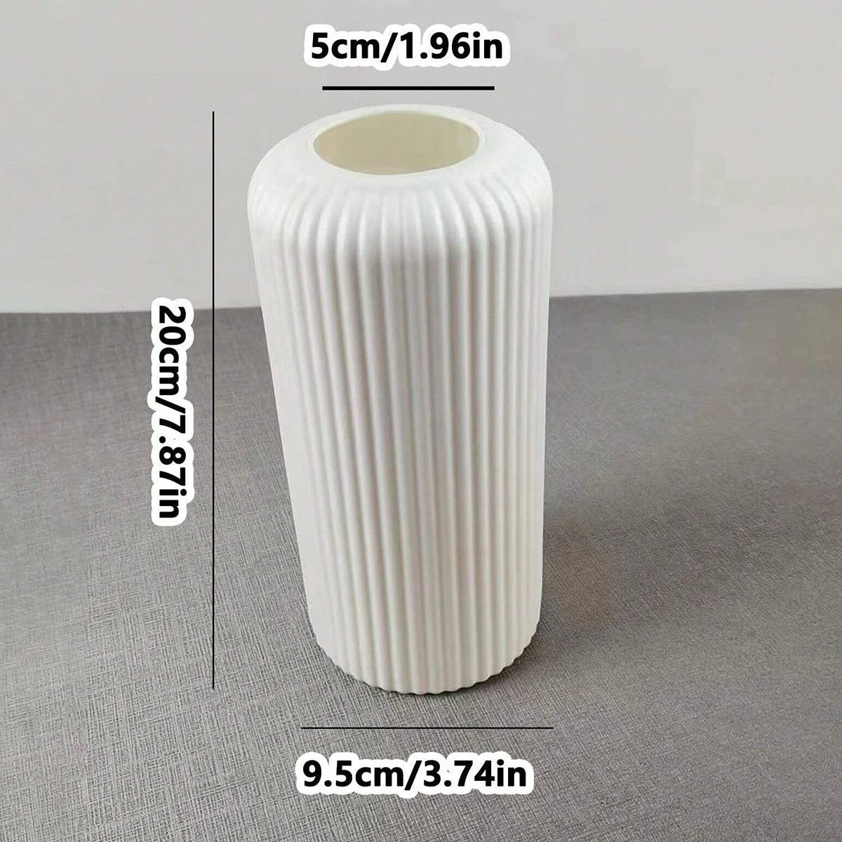 Striped Ceramic-Like Plastic Vase