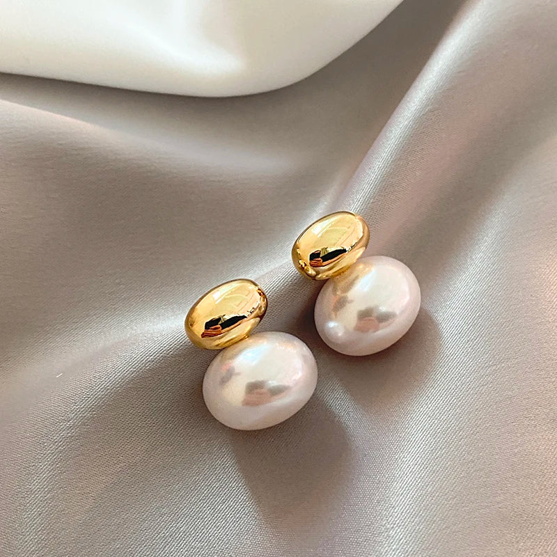 Korean Style Flat Pearl Earrings