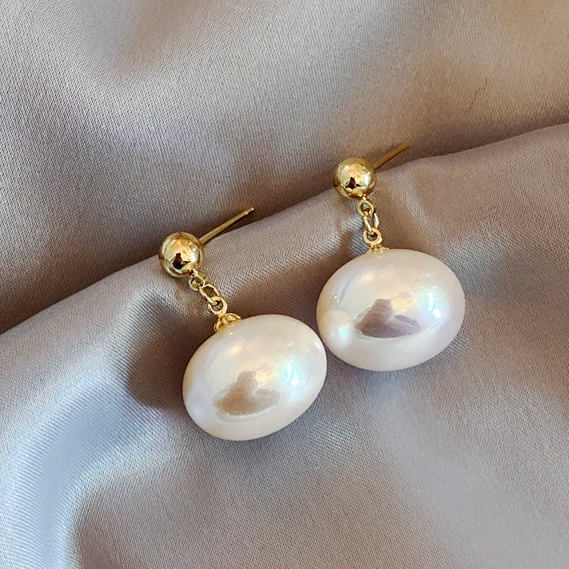 Korean Style Flat Pearl Earrings