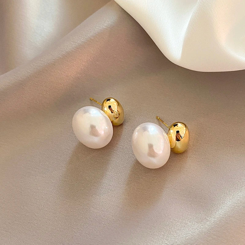 Korean Style Flat Pearl Earrings