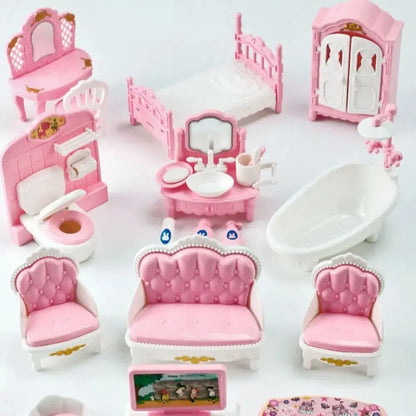 Cute Kawaii Pink Miniature Dollhouse Furniture