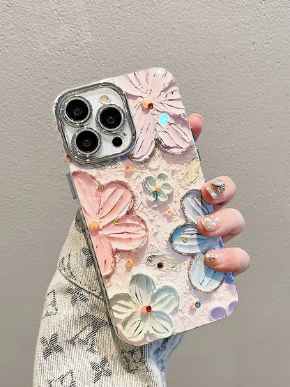 Luxury Glitter Flower Pattern Laser Phone Case