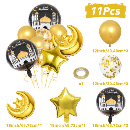 Stars Moon Confetti Balloon Bundle Ramadan Decoration