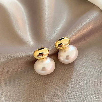 Korean Style Flat Pearl Earrings