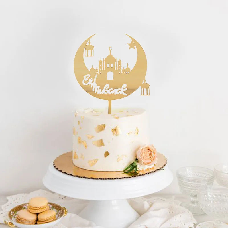 Golden Eid Mubarak Acrylic Cake Toppers