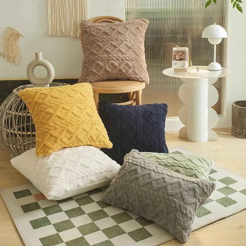 Geometric Jacquard Plush Throw Pillow Covers