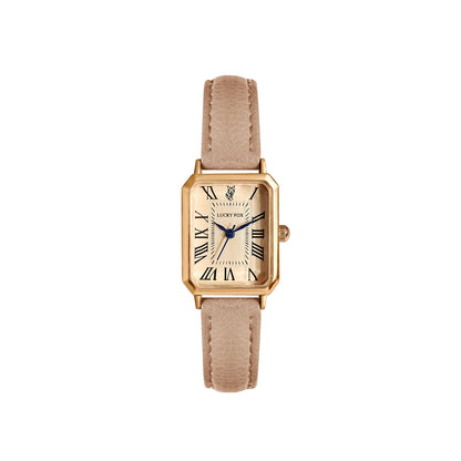 Roman Numeral Square Alloy Watch with Leather Strap