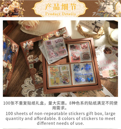 100 Sheets/box Creative Retro Stickers Gifts Handbook