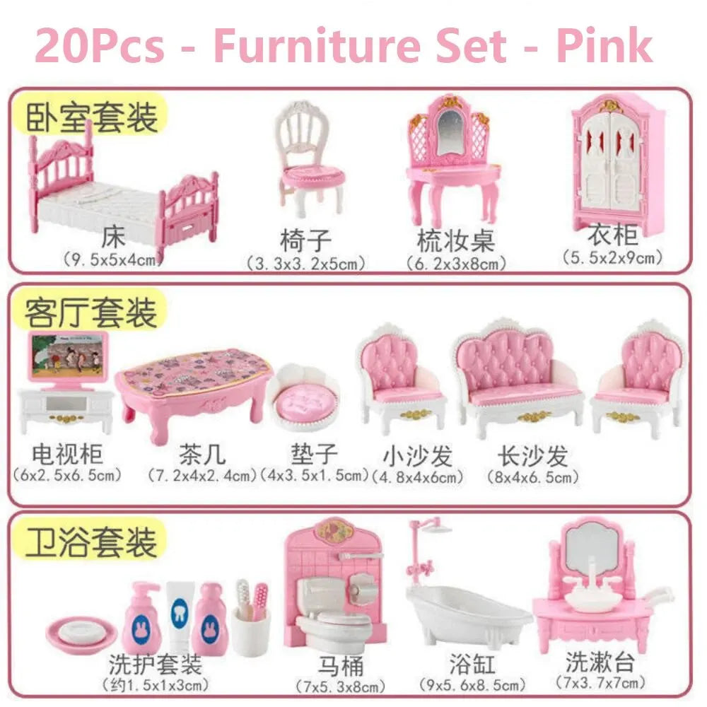 Cute Kawaii Pink Miniature Dollhouse Furniture