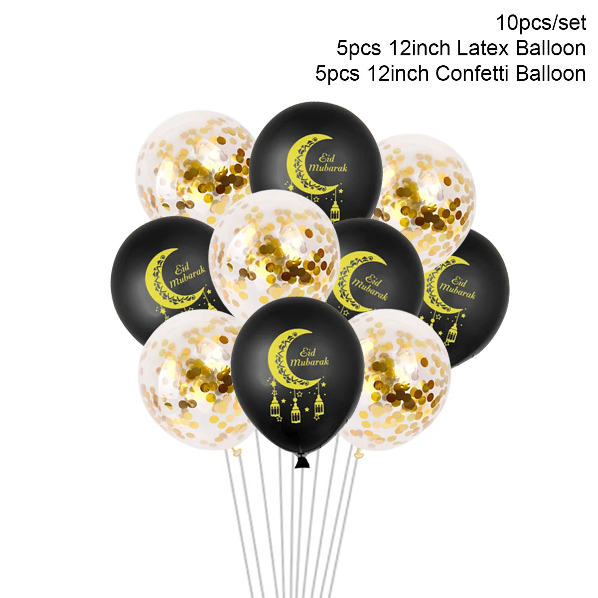 Stars Moon Confetti Balloon Bundle Ramadan Decoration