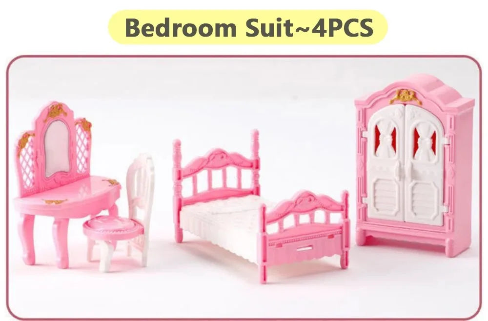 Cute Kawaii Pink Miniature Dollhouse Furniture