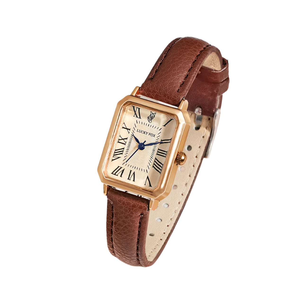 Roman Numeral Square Alloy Watch with Leather Strap