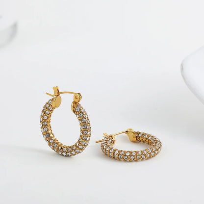 Zircon Round Hoop Earrings for Women