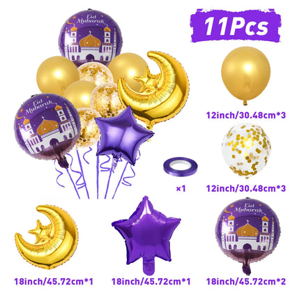 Stars Moon Confetti Balloon Bundle Ramadan Decoration