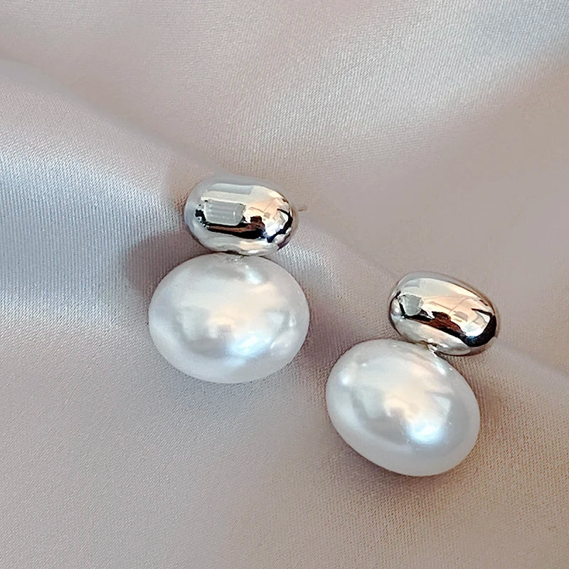 Korean Style Flat Pearl Earrings