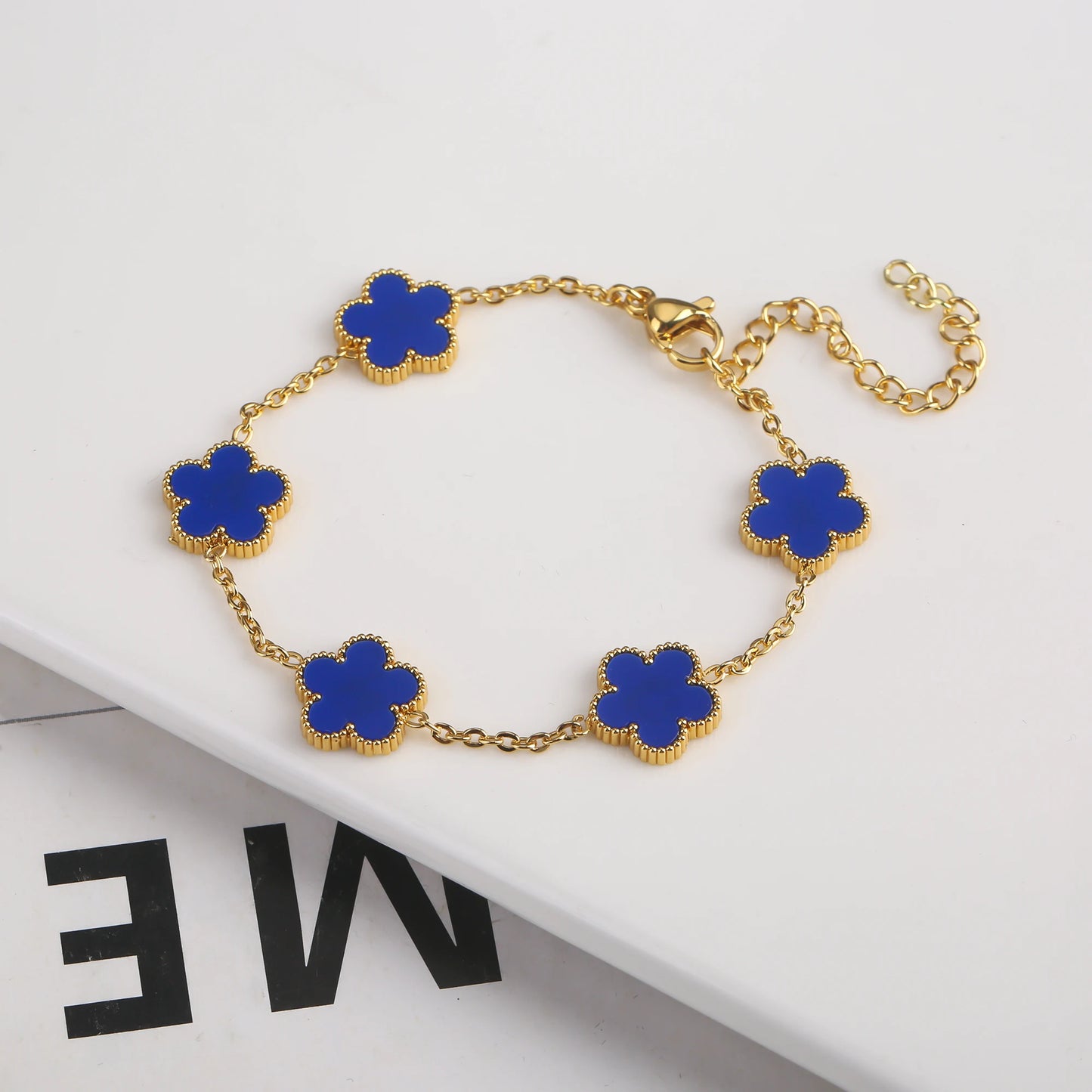 Adjustable Plant Flower Bracelet With Five Leaf Petals