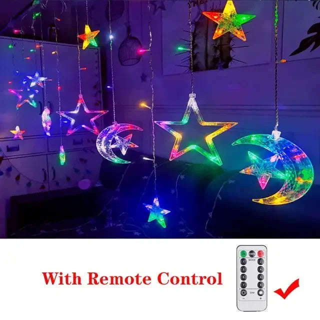 Star Moon Led Curtain Garland String Light