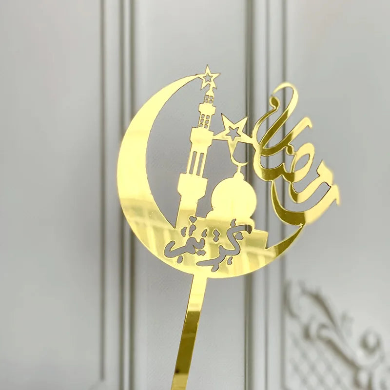 Golden Eid Mubarak Acrylic Cake Toppers