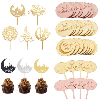 Golden Eid Mubarak Acrylic Cake Toppers