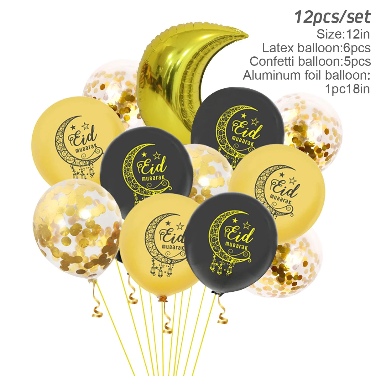 Stars Moon Confetti Balloon Bundle Ramadan Decoration