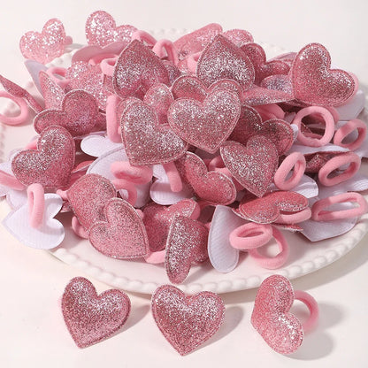 Girls Pink Heart Star Hair Loop