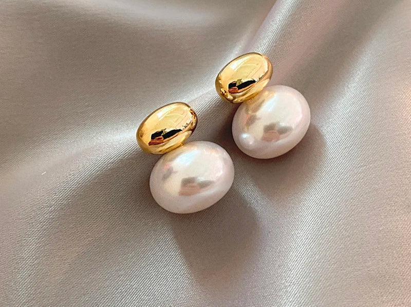 Korean Style Flat Pearl Earrings