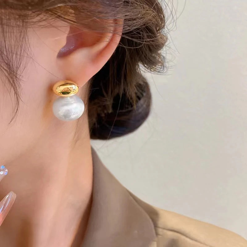 Korean Style Flat Pearl Earrings