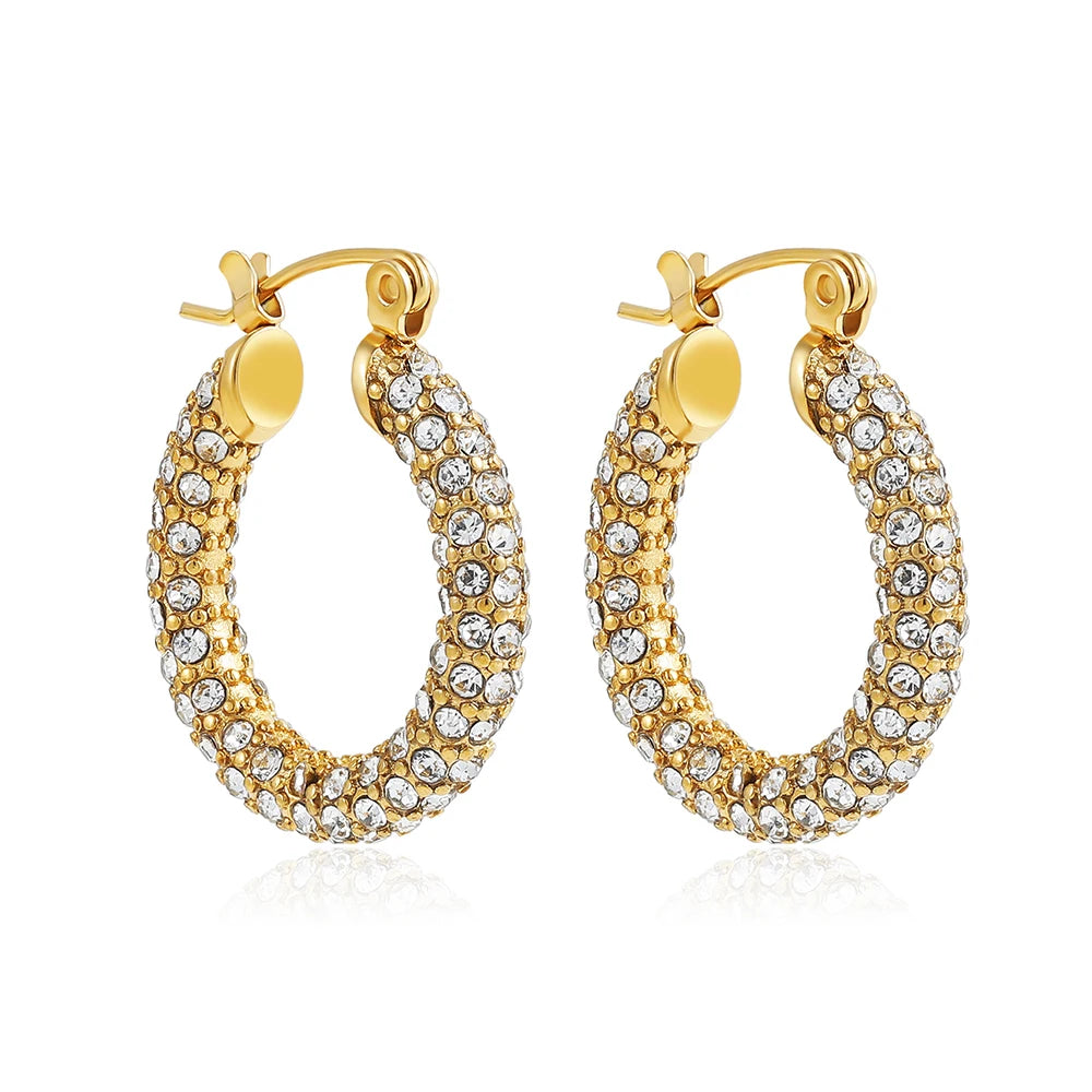 Zircon Round Hoop Earrings for Women