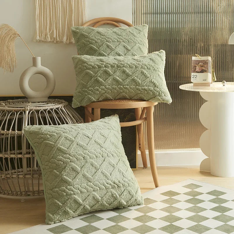 Geometric Jacquard Plush Throw Pillow Covers