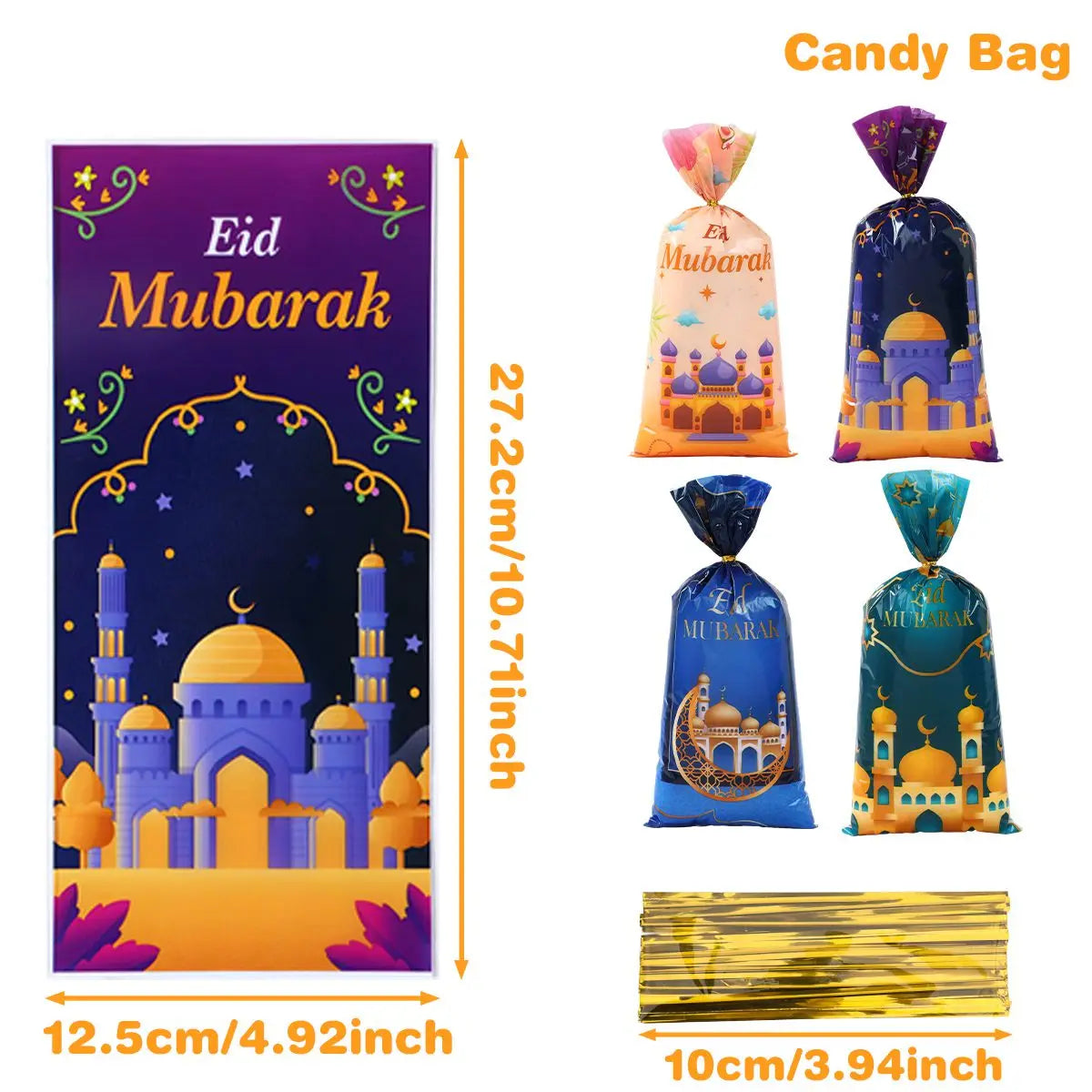 EID Mubarak Gift Cookie Bags With Strap