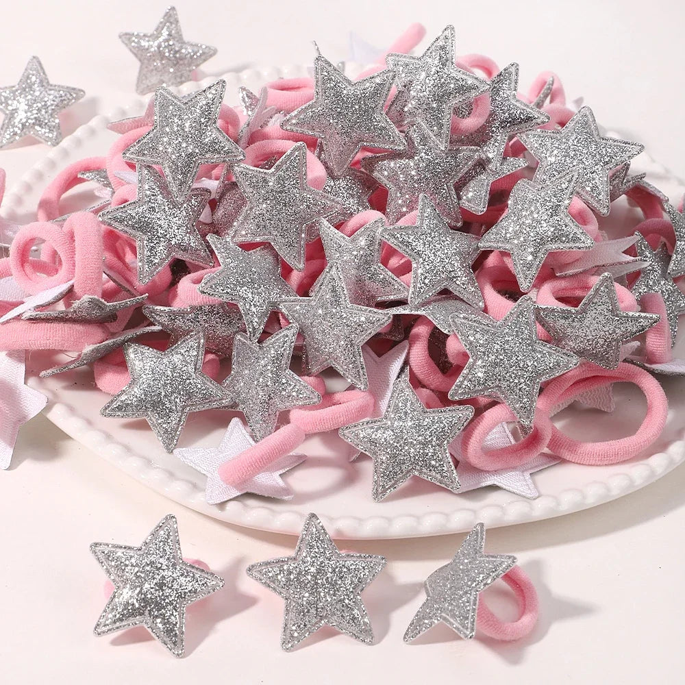 Girls Pink Heart Star Hair Loop