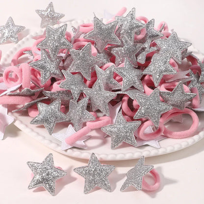 Girls Pink Heart Star Hair Loop