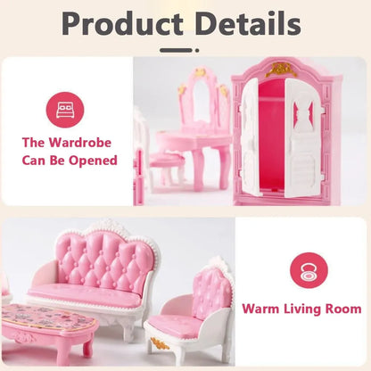 Cute Kawaii Pink Miniature Dollhouse Furniture