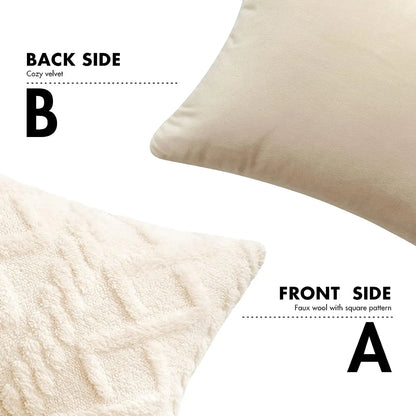 Plain decorative artificial wool pillow case